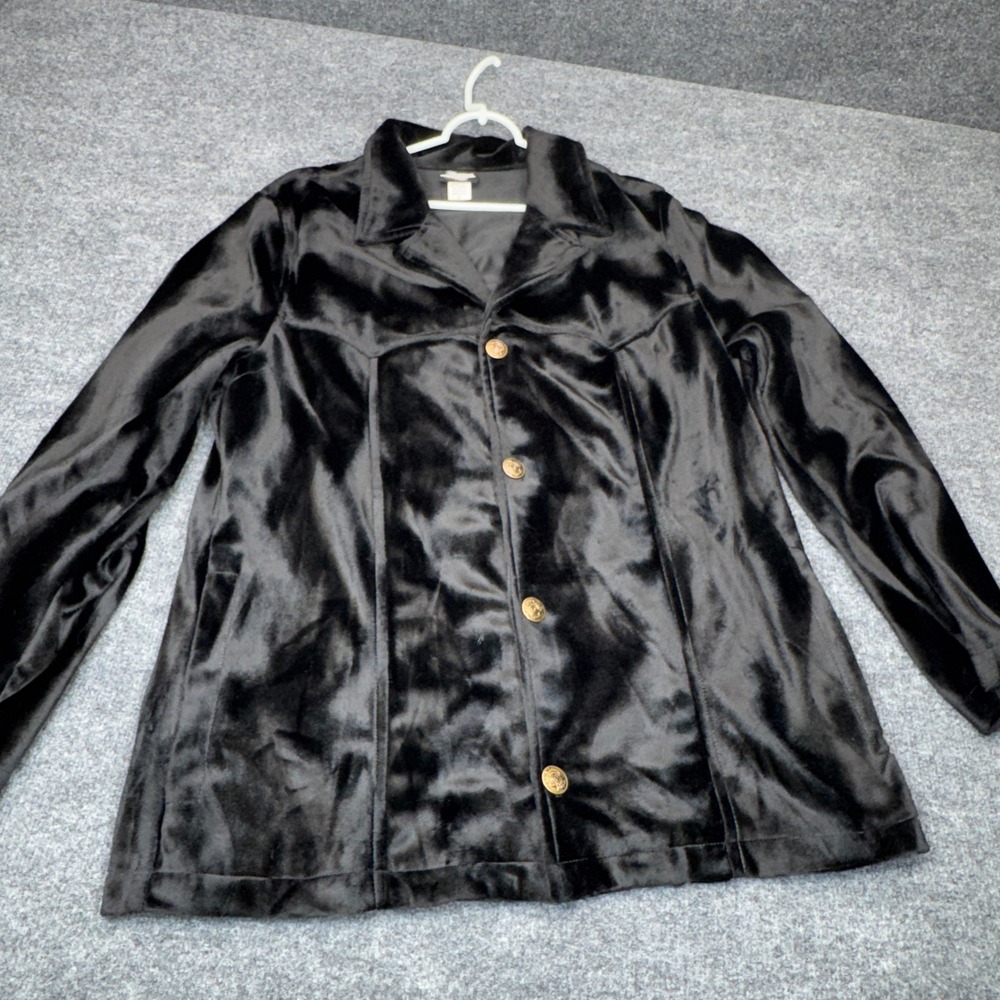 Vintage Hoax PacSun Mens XL Black Faux Pony Hair Western Disco Rave Yoke Jacket